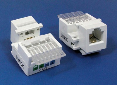 TM-4003 AMP Model Voice keystone jack TM-4003 Cat3 AMP Model Voice keystone jack - RJ11/12 (CAT3) Voice Keystone Jacks manufactured in China 